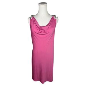 Essentials by Milano Pink Cowl Neck Dress w/ Chain Straps Size Small